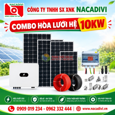 Hệ Thống Điện Mặt Trời Hòa Lưới 10kW (Tiết kiệm khoảng 4.000.000đ - 5.800.000đ/tháng)