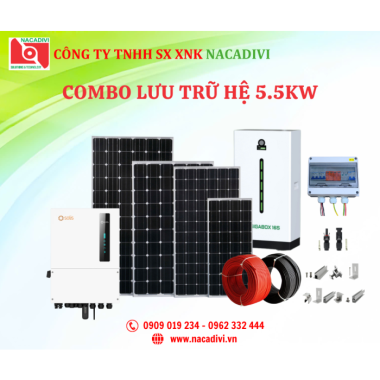 Hệ Thống Điện Năng Lượng Mặt Trời 5.5 Kwp (Lưu Trữ 14.3Kw) (Tiết kiệm từ 2.000.000đ - 3.500.000đ/tháng)